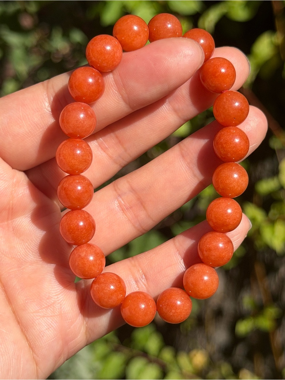 10mm Stretchable Orange Dyed Quartz Bracelet 2564 - Picture 7 of 8